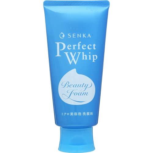 Senka Perfect Whip 120 g, moisturising facial cleansing foam, enriched with silk and hyaluronic acid, made in Japan.