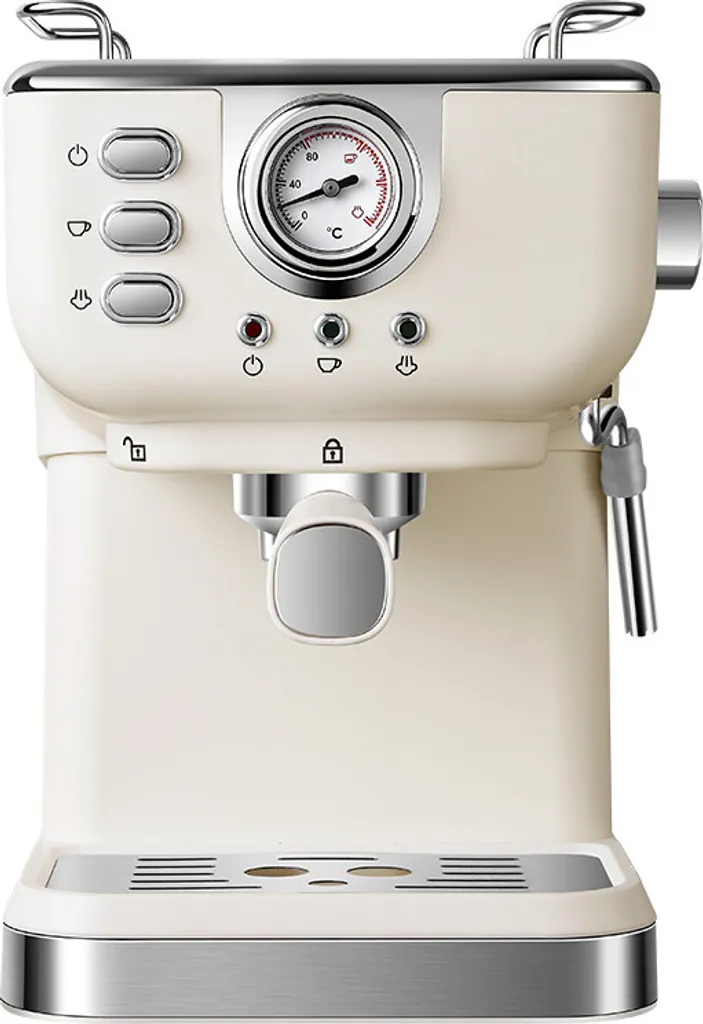 ZELURXX Retro Coffee Maker, 20 Bar Espresso Machine, Detachable, Stainless Steel, Dishwasher-Safe Drip Tray, For Cappuccino, Latte Macchiato, White