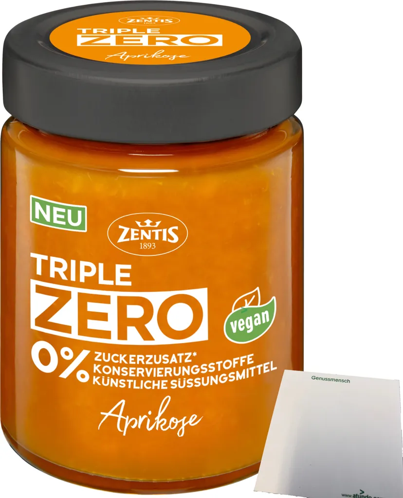 Zentis Triple Zero Apricot Spread (185g Jar) + usy Block