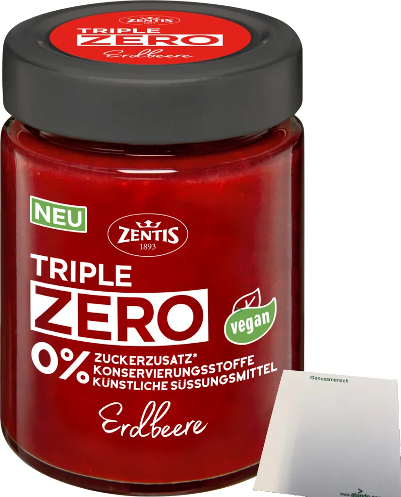 Zentis Triple Zero Strawberry Spread (185g Jar) + usy Block