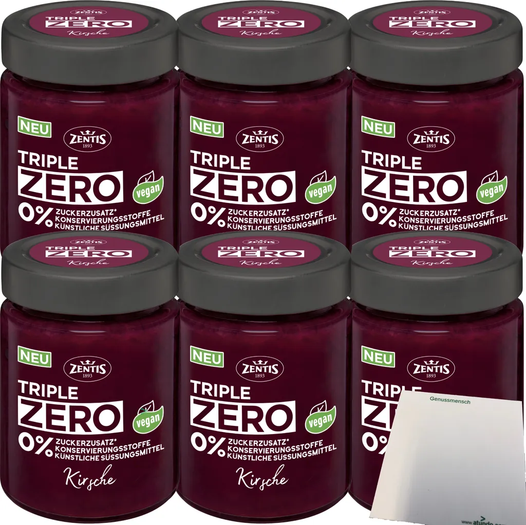 Zentis Triple Zero Spread Cherry Spread 6-pack (6x185g jar) + usy Block