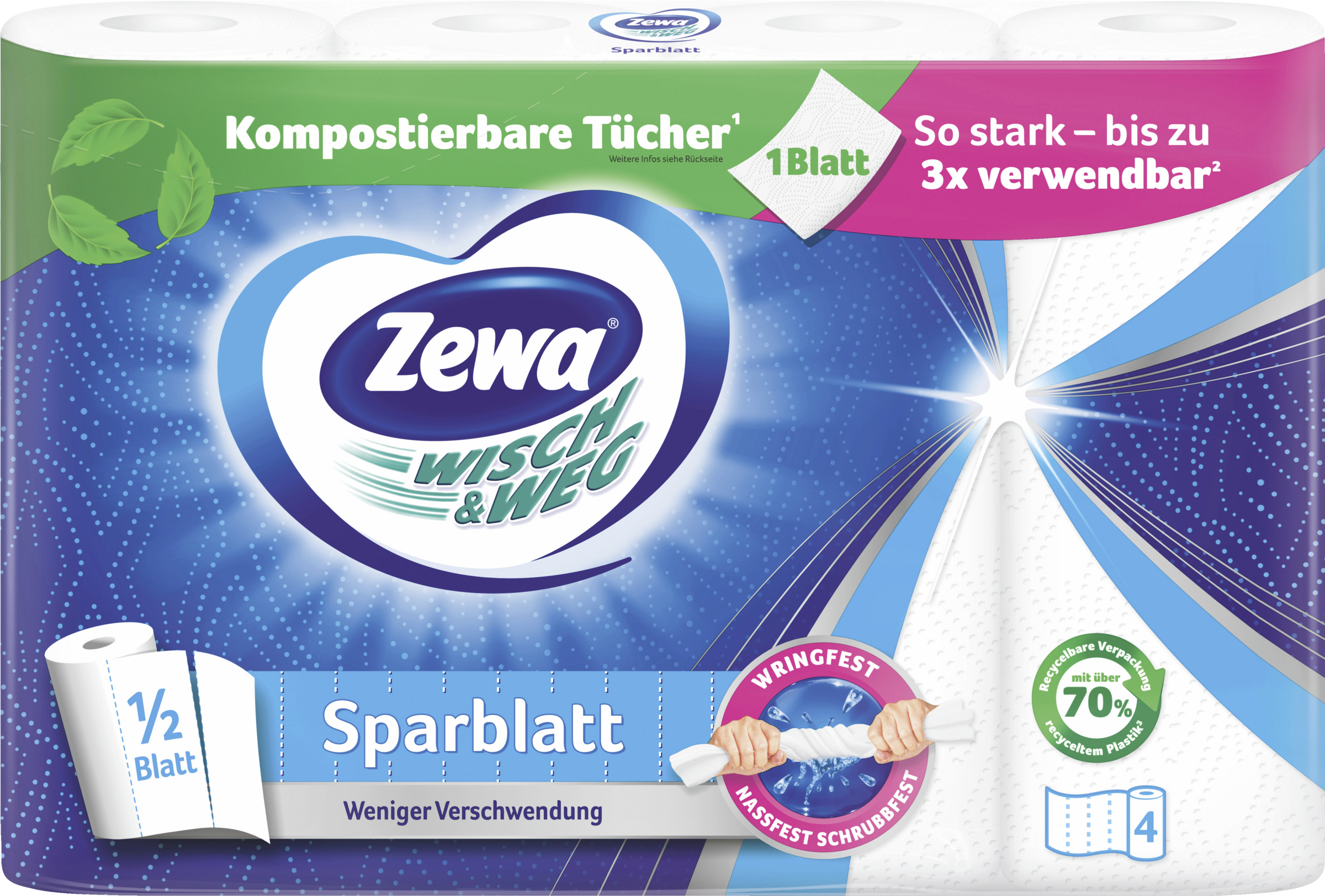 Zewa ZEWA WIPE WASTE SAVER SHEET 4x74 SHEETS