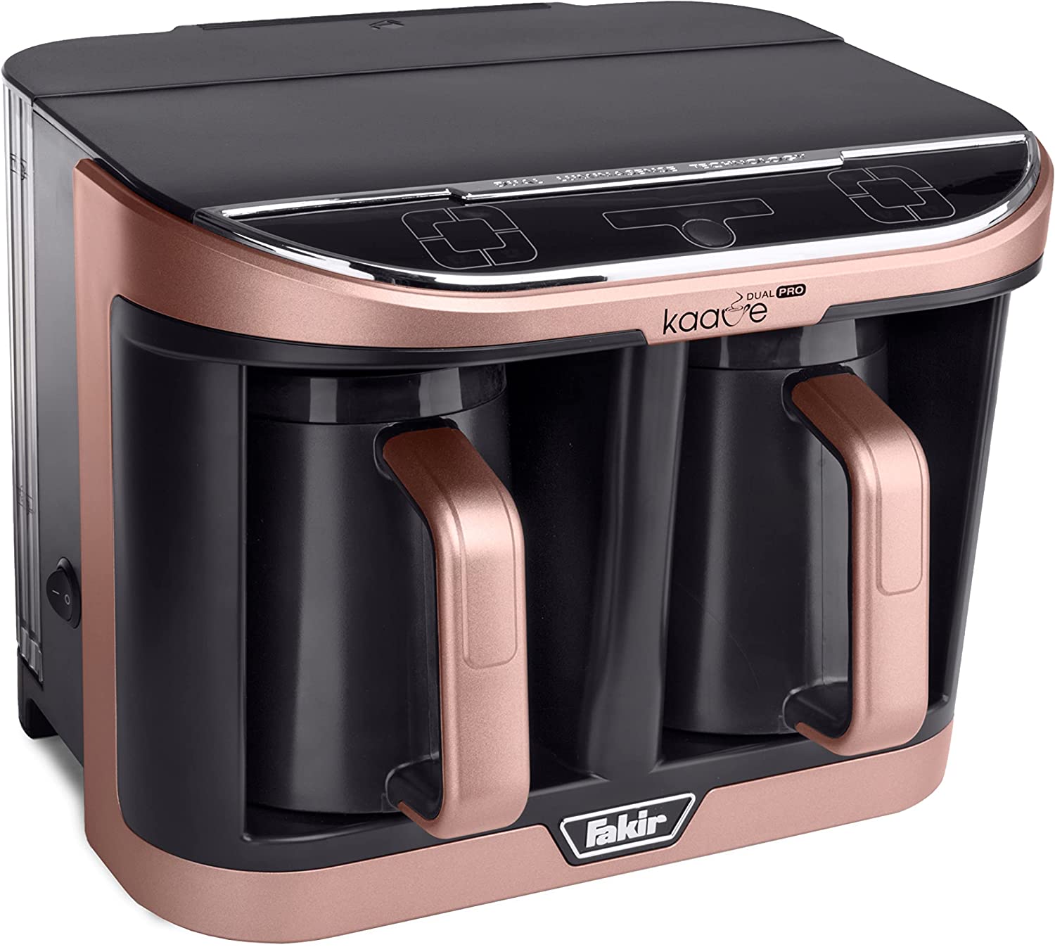 Fakir Kaave Dual Pro Turkish Mocha Machine, Electric Coffee Machine with 8 Cups Capacity & 2 Brewing Containers, Simple One-Touch Control System, 735 Watt, Rose