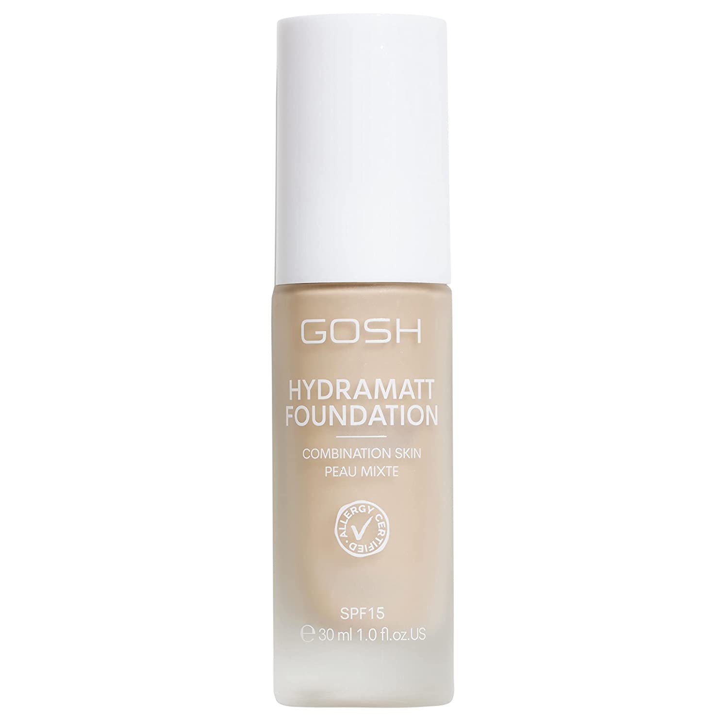 GOSH Foundation with SPF 15 for Light and Dark Skin, Vegan, Matte Makeup for Dry, Sensitive and Oily Skin, Smudge- and Sweat-Proof, Oil-Free, Adjustable Coverage, No Mask Effect, 002N, ‎002n