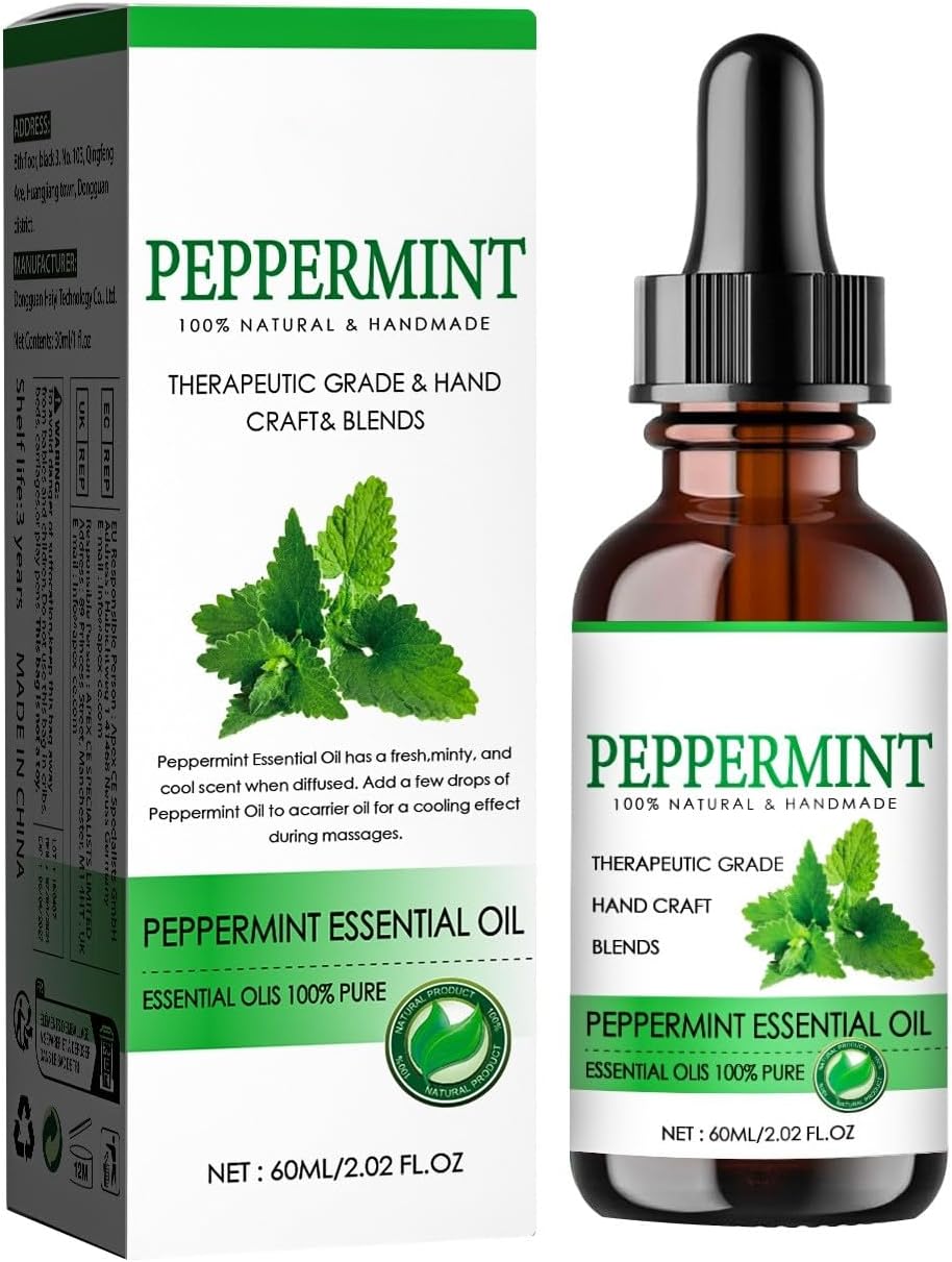 Generic 60ml Peppermint Massage Oil, Belly Fat Oil, Slimming Oil, Targets Belly Fat, Natural Oil, Body Massage Oil, Suitable for All Skin Types Gjs428 (Green, 14x4.5x4.5)