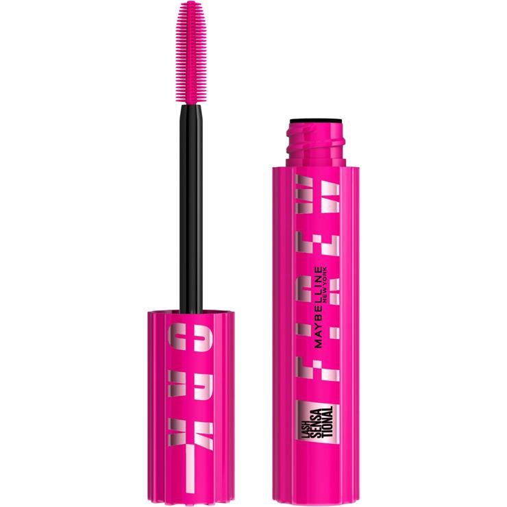 Maybelline New York Black Mascara for Maximum Length and Volume, with 360° Eyelash Fans and Pro Vitamin B5, Lash Sensational Firework Mascara, Very Black, 10 ml