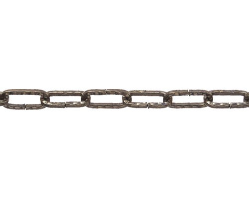 Decorative chain Pösamo Ø 2 mm brass-plated steel, burnished, embossed, straight shape, sold by the meter