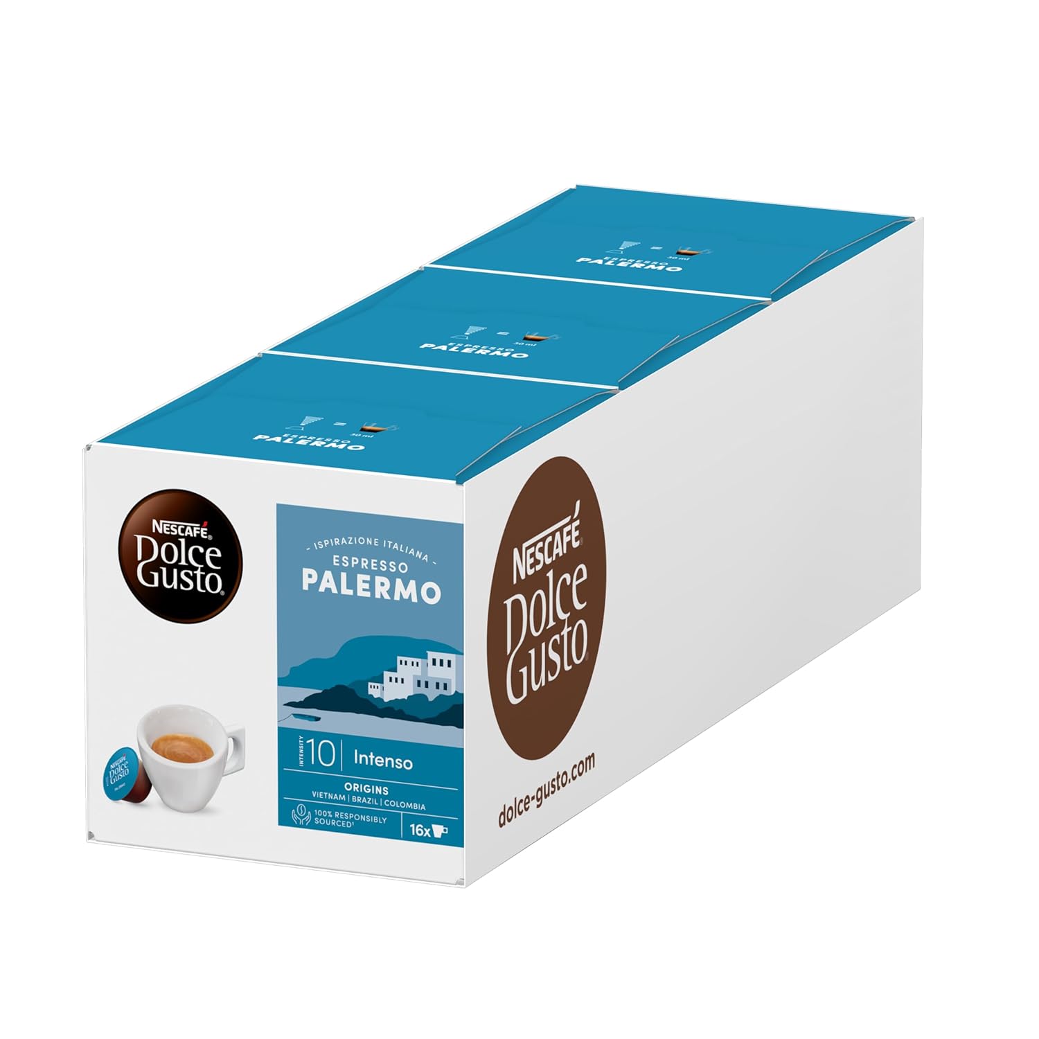 NESCAFÉ DOLCE GUSTO Inspirazione Italiana Espresso Palermo Coffee Capsules Pack of 3 (3 x 16 Capsules)