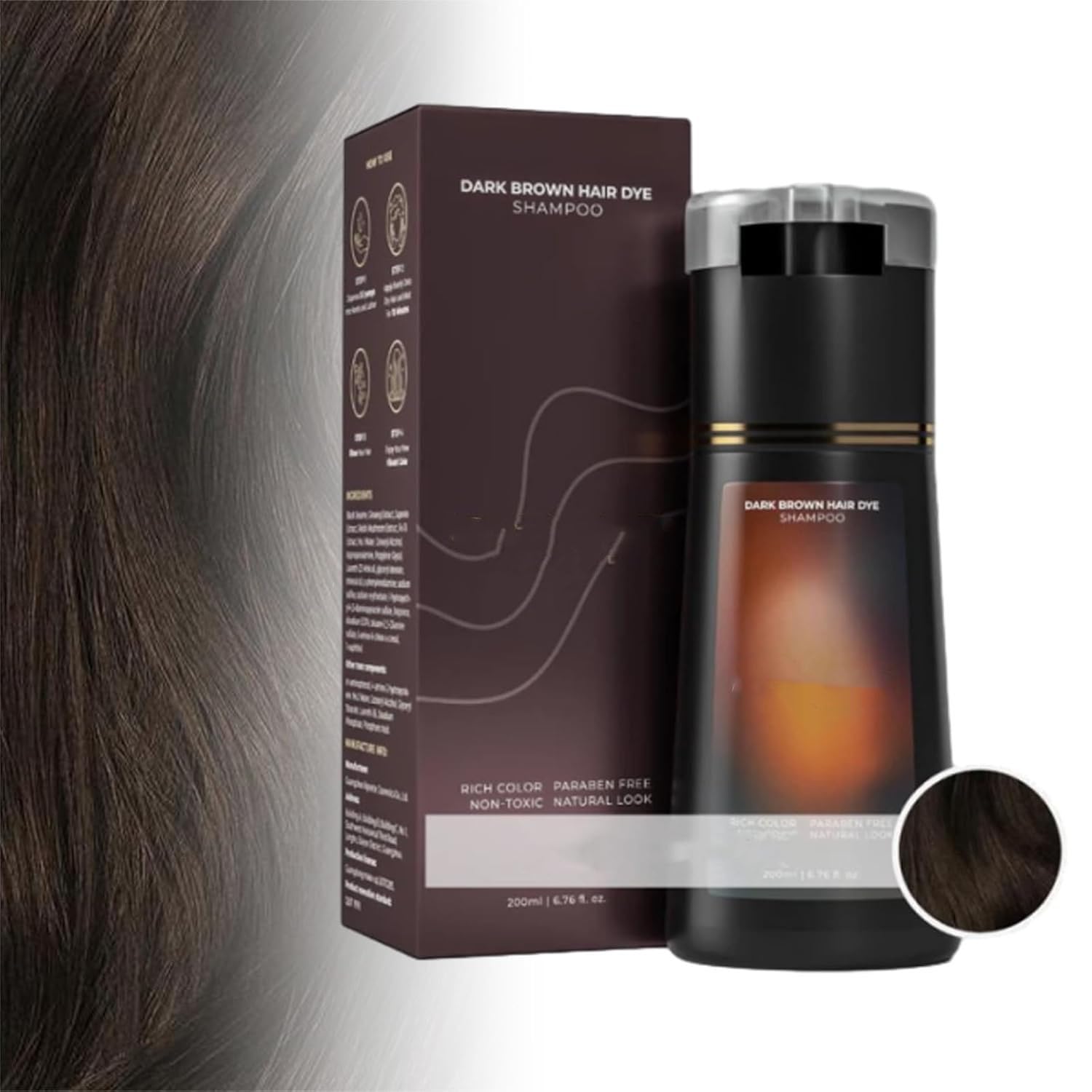 Generic Polar Hair Dye, Hair Care Instant Dye Shampoo, Hair Care Shampoo, Natural Hair Color Shampoo, Black Hair Dye Shampoo for All Hair Types (Dark Brown)
