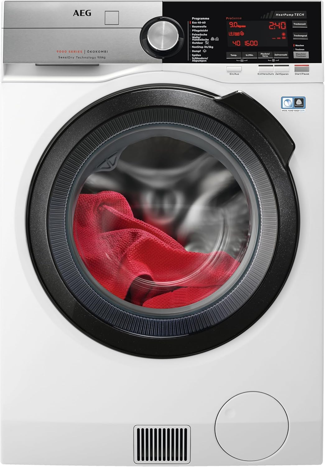 AEG L9WEF80690 Washing Dryer with Heat Pump, Series 9000 with SensiDry, Test Winner of Stiftung Warentest, 9 kg Washing, 6 kg Drying, C / Refill Function, Refresh Function, 1600 rpm