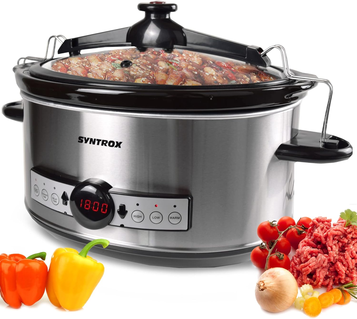 Syntrox Germany Slow Cooker Slow Cooker 6.5 L with Timer and Warming Function - Power 320 Watt