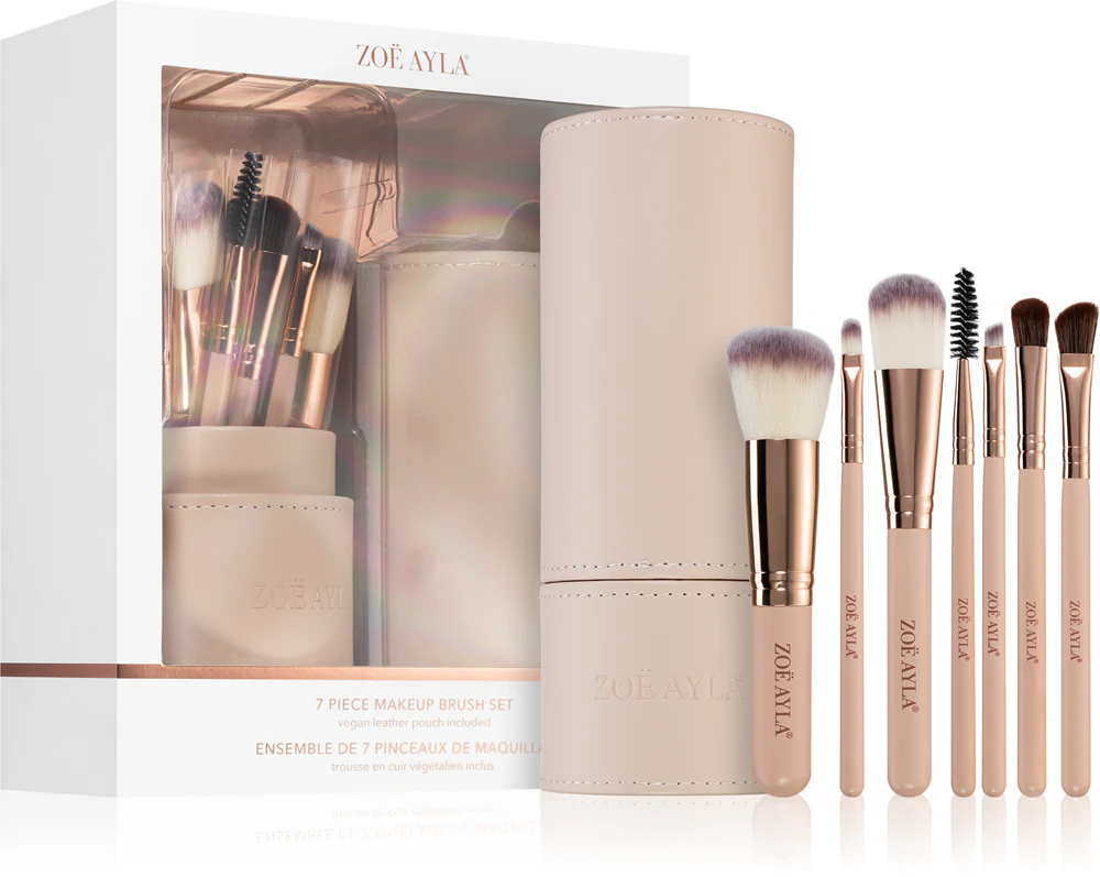 Zoë Ayla Makeup Brush Set 7 Piece Brush Set with Case