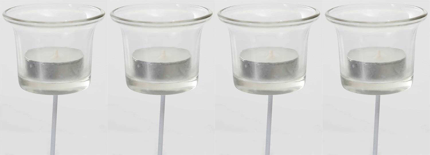 Novaliv Tea Light Holder for Plug-In White/Clear Tea Light Glass Candles Holder, Candle Picks for Advent Wreath Glass Christmas, 6 cm