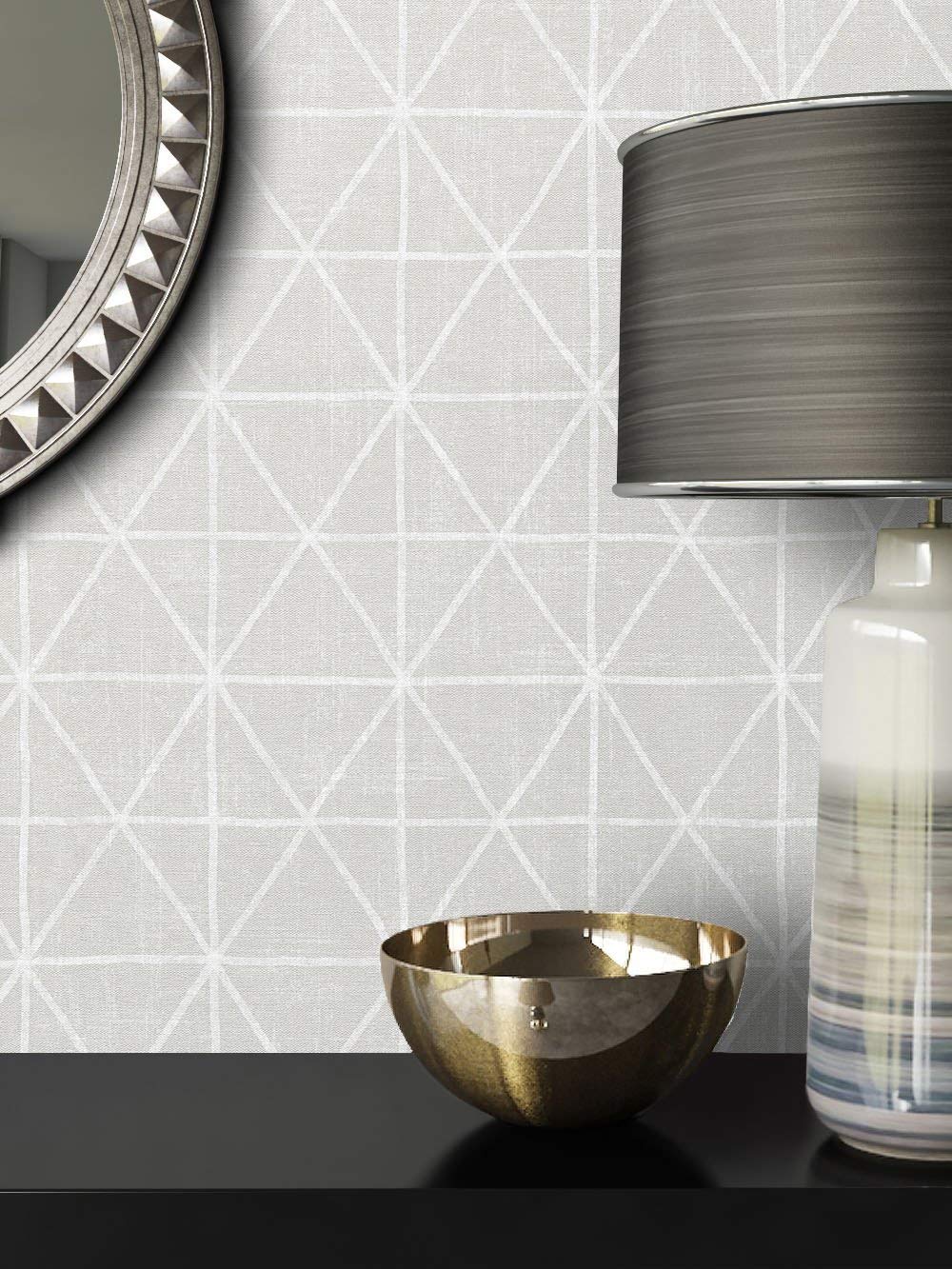 Newroom Design Newroom Grey Non-Woven Wallpaper With Metallic Graphic, Modern, Retro Fun M