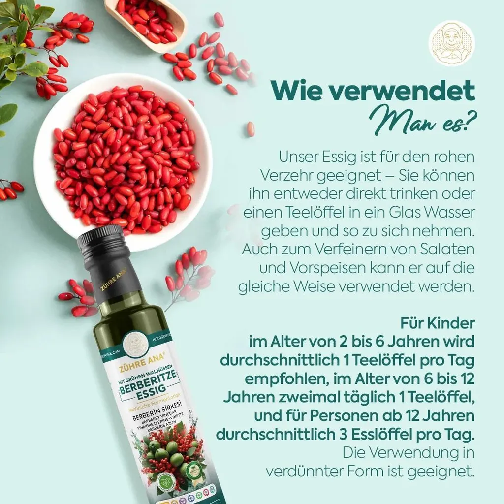 Zühre Ana | Berberine vinegar with green walnuts 500 ml