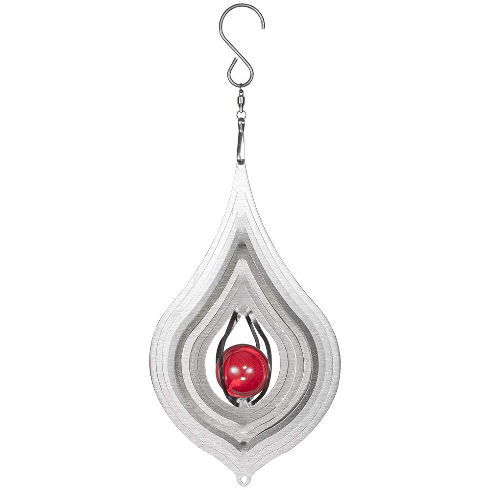 CIM Teardrop Stainless Steel Wind Spinner with Crystal Decoration 10.5 cm x 17 