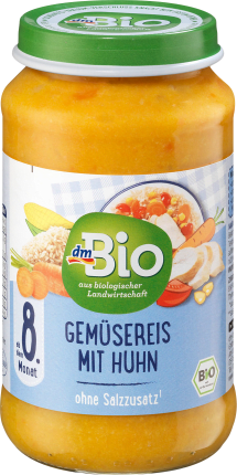 dmBio Menu vegetable rice with chicken from the 8th month, 220 g