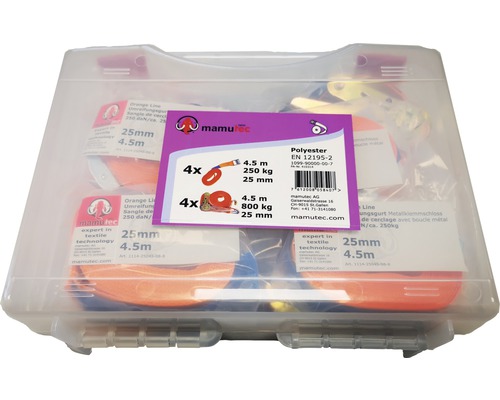 Lashing strap set Mamutec 25 mm 4.5 m 8 pieces