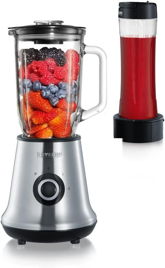 Severin SM 3738 2-in-1 Multimixer with Grinder, Brushed Stainless Steel, Black