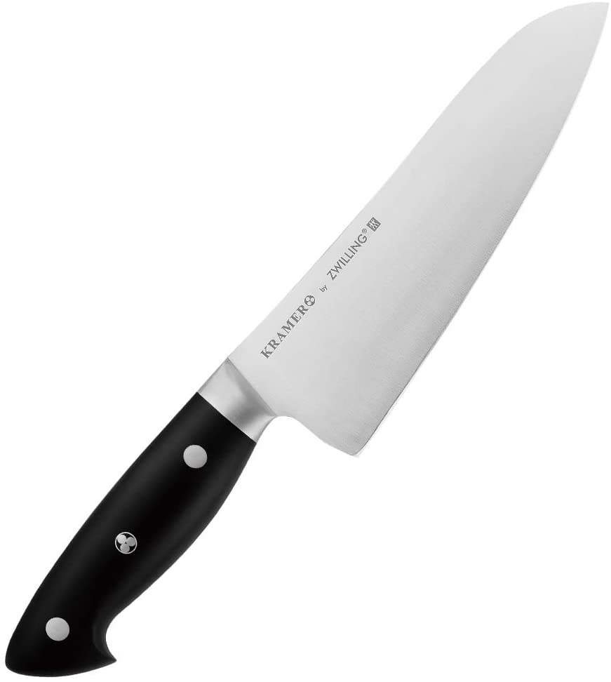 Zwilling Santokum Black & Silver Plastic Handle with Stainless Steel Studs, Euro Essential: SPECIAL Blade Steel Bob Kramer – Euro Essential