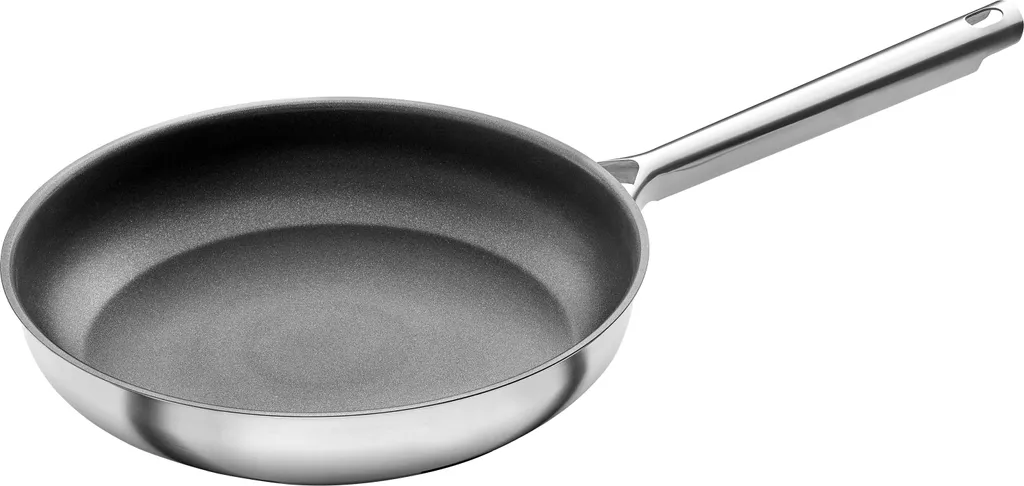 ZWILLING TrueFlow frying pan, 24 cm, non-stick coating, suitable for induction cooktops, stainless steel, silver/black