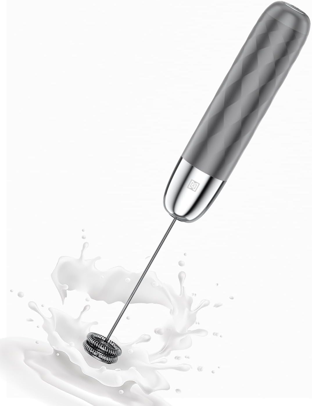 Maestri House LunaFro Mini Rechargeable Milk Frother, Electric Hand Foam Maker, Removable Stainless Steel Whisk, Drink Mixer, Mini Blender for Matcha, No Stand, Medium Grey and