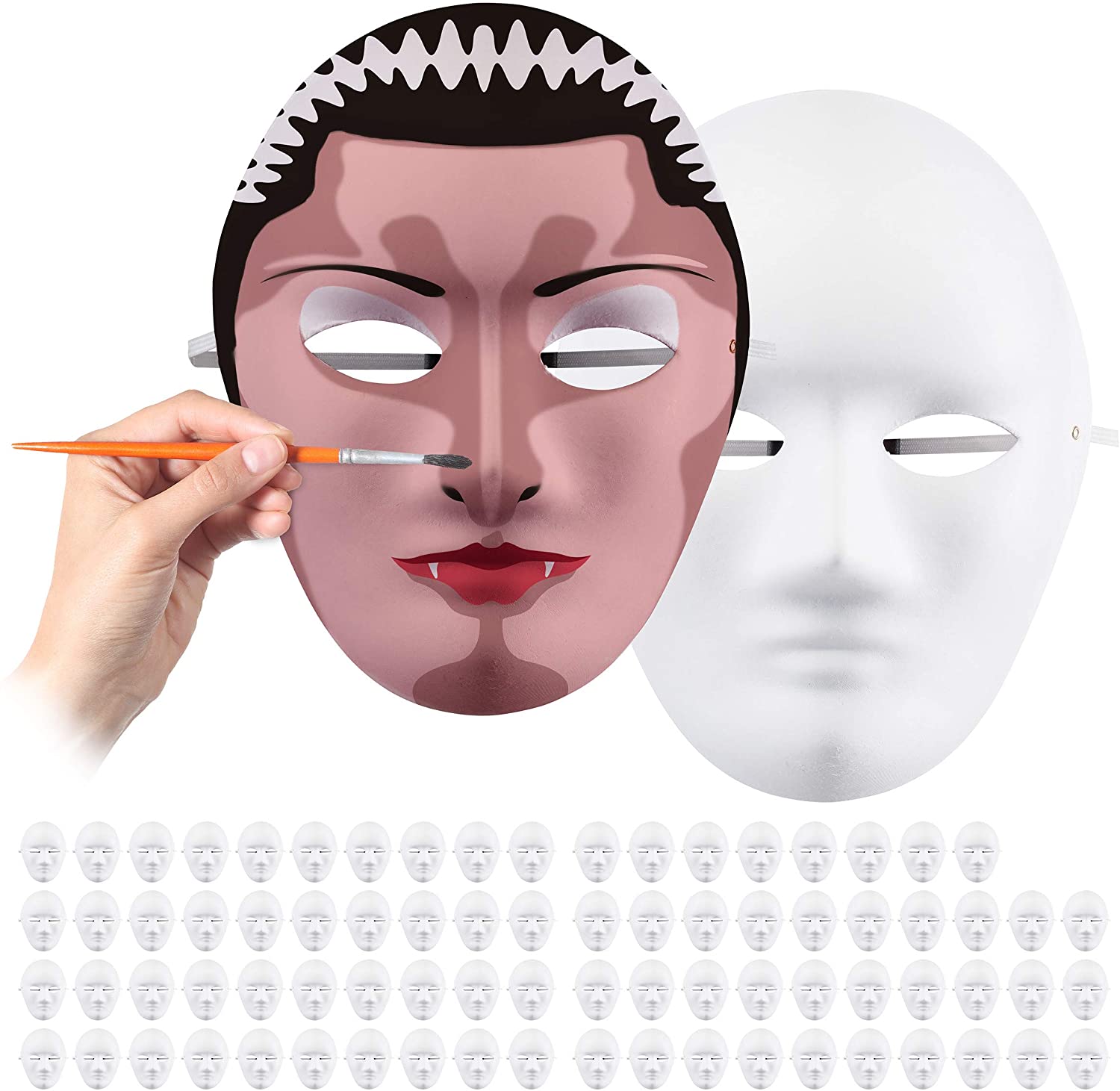 Relaxdays 80 X Mask For Painting And Crafts, Carnival, Carnival, Cardboard 