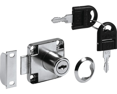 Hettich Cylinder screw-on lock with different locking options, door thickness 13-20 mm, nickel-plated steel