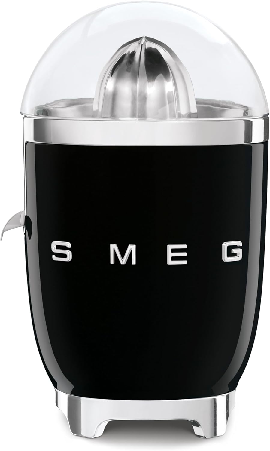 SMEG, CJF11BLEU Electric Citrus Juicer Drip Proof Spout and Universal Cone, Non-Slip Feet, Stainless Steel Filter Strainer and Press Cone, 70 W, Black