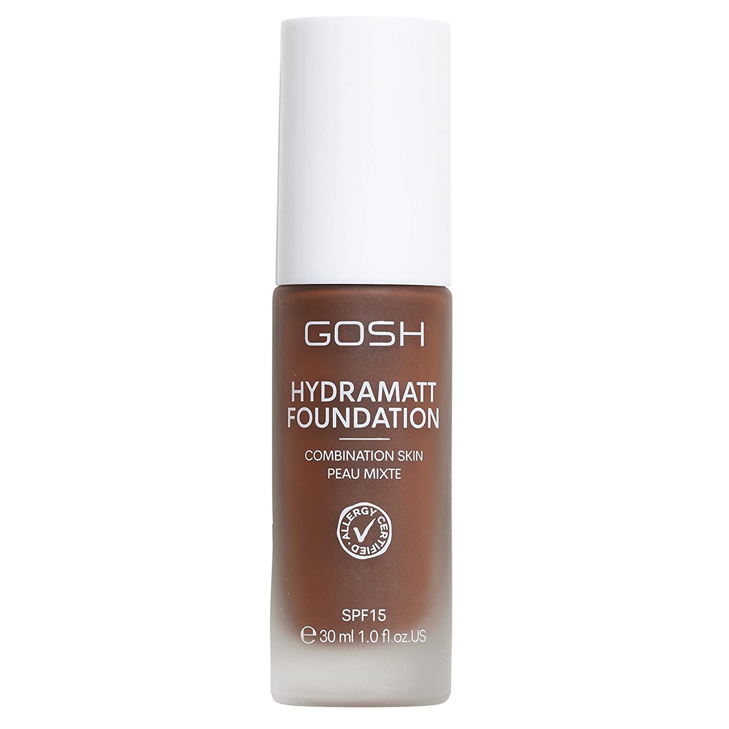 GOSH Foundation with SPF 15 for Light and Dark Skin, Vegan, Matte Makeup for Dry, Sensitive and Oily Skin, Smudge- and Sweat-Proof, Oil-Free, Adjustable Coverage, No Mask Effect, 020N, ‎020